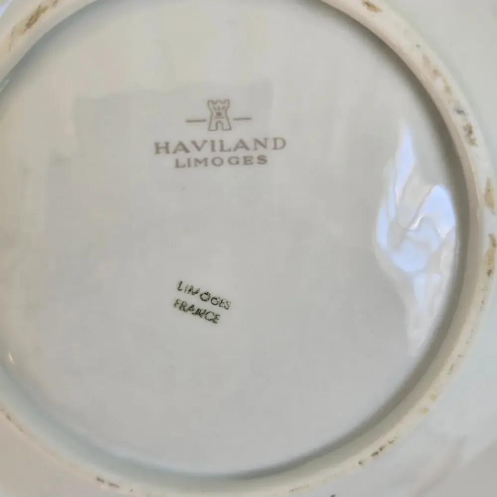 Vintage Haviland Limoge France Pondichery Handled Floral Double Shell Dish 1958